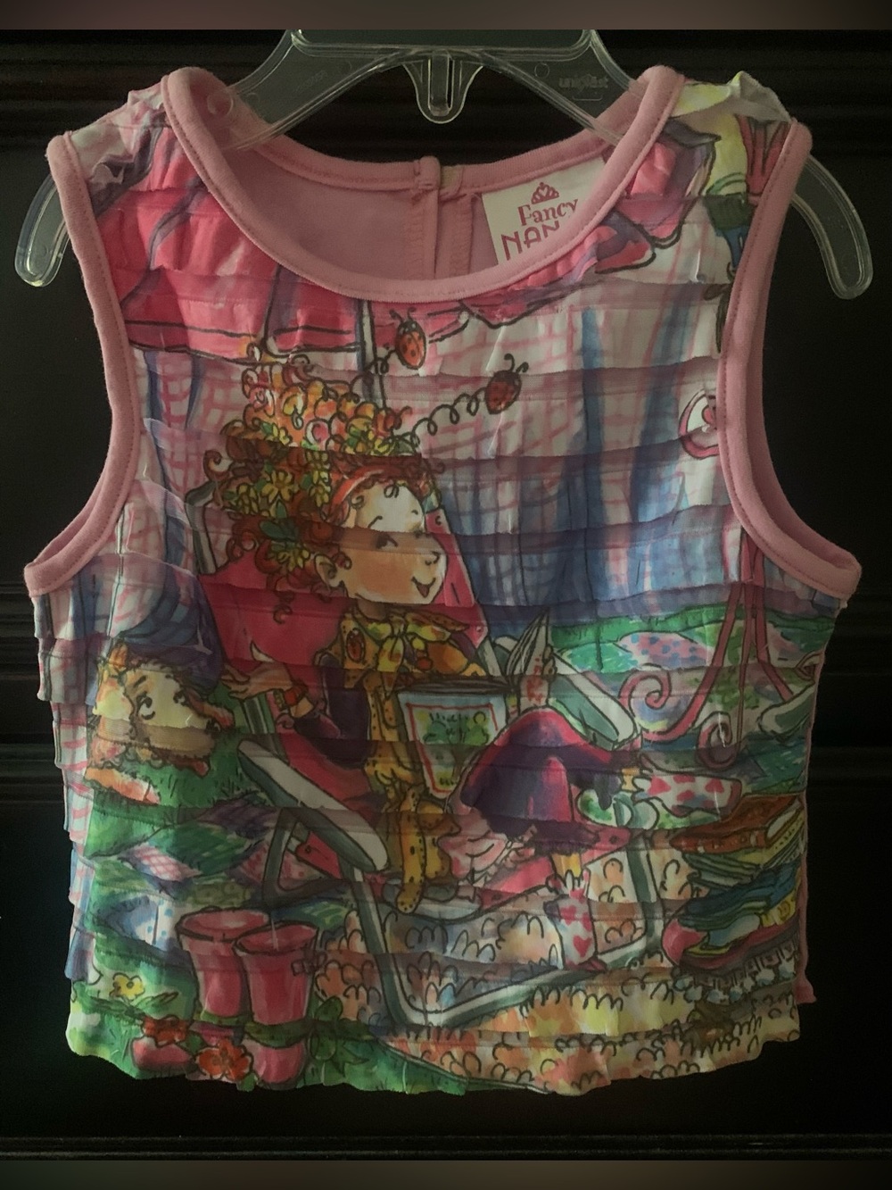 Girls' Pink Illustrated Tank Top by Fancy Nan